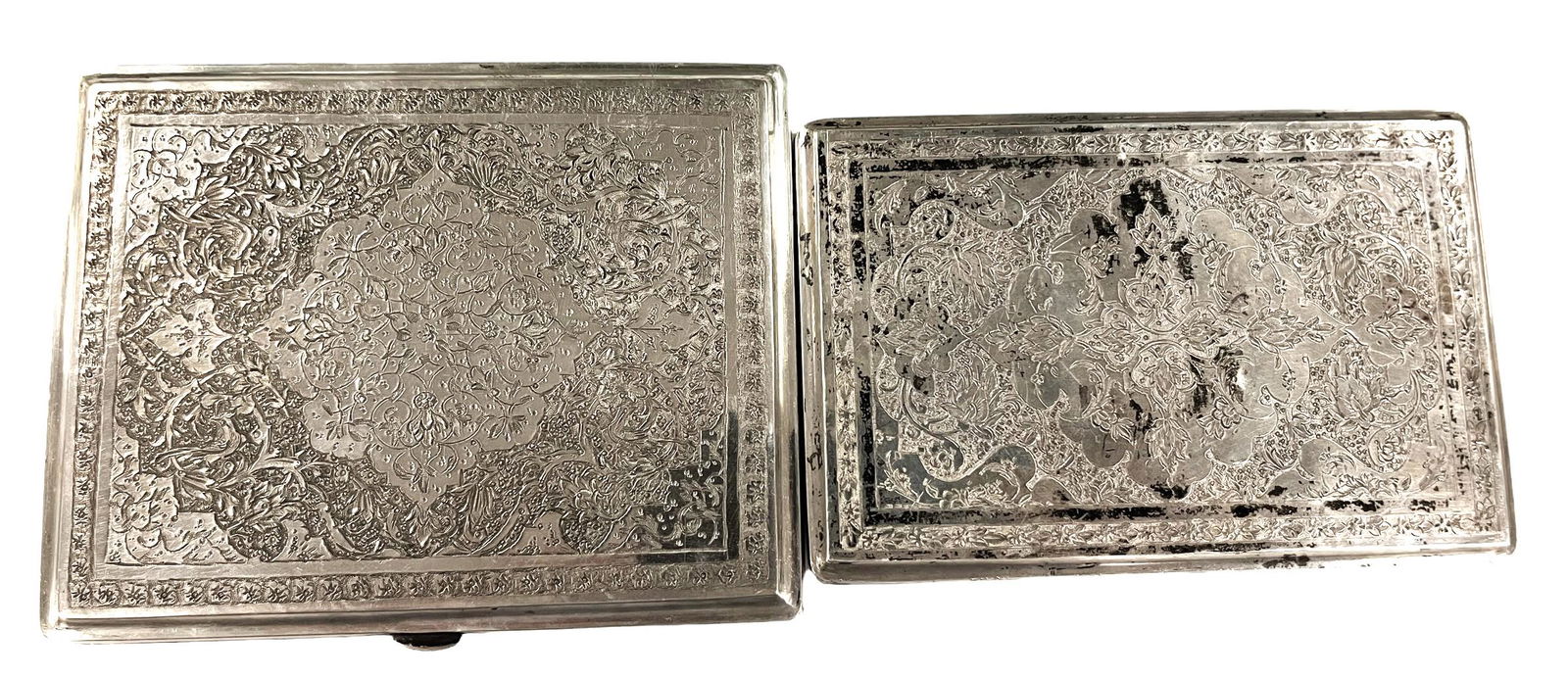 Two Antique Middle Eastern Persian Solid Silver Ornamental Box, Hand Made, Chased & Repousse. (1 of 10)