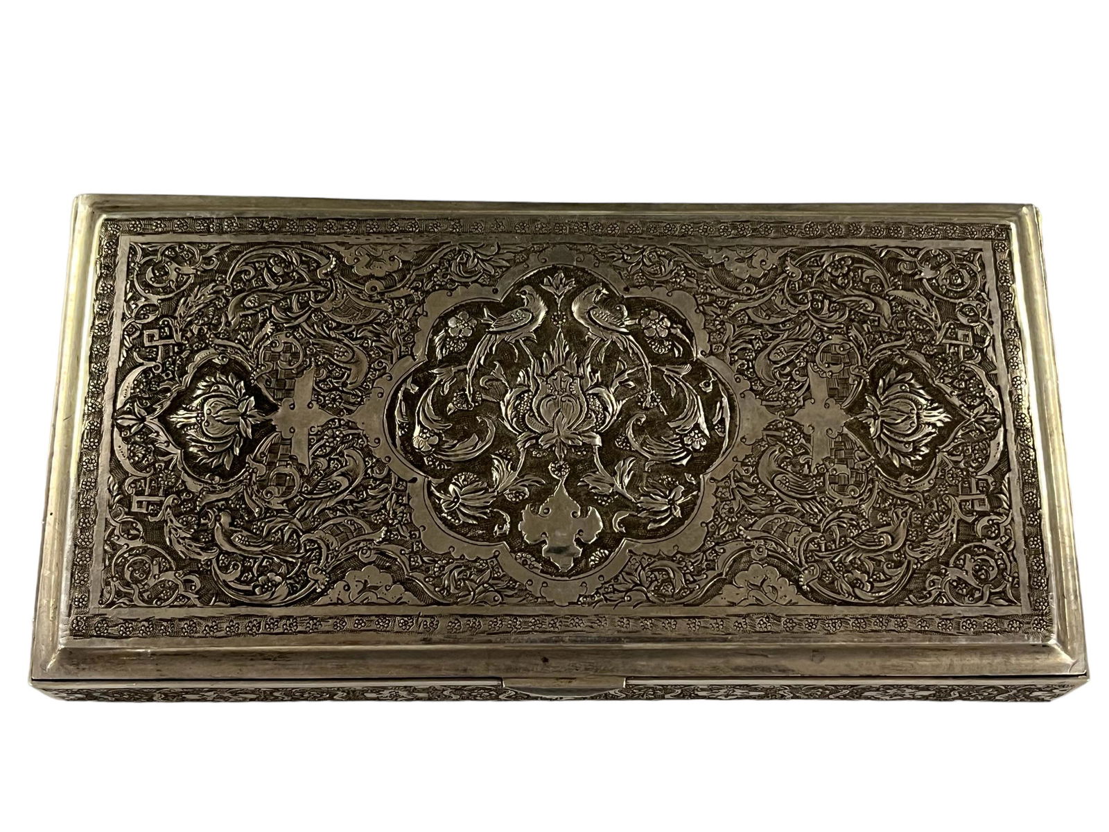 Antique Middle Eastern Persian Jewish Solid Silver Ornamented Box, Hand Made, Chased & Repousse. (1 of 11)