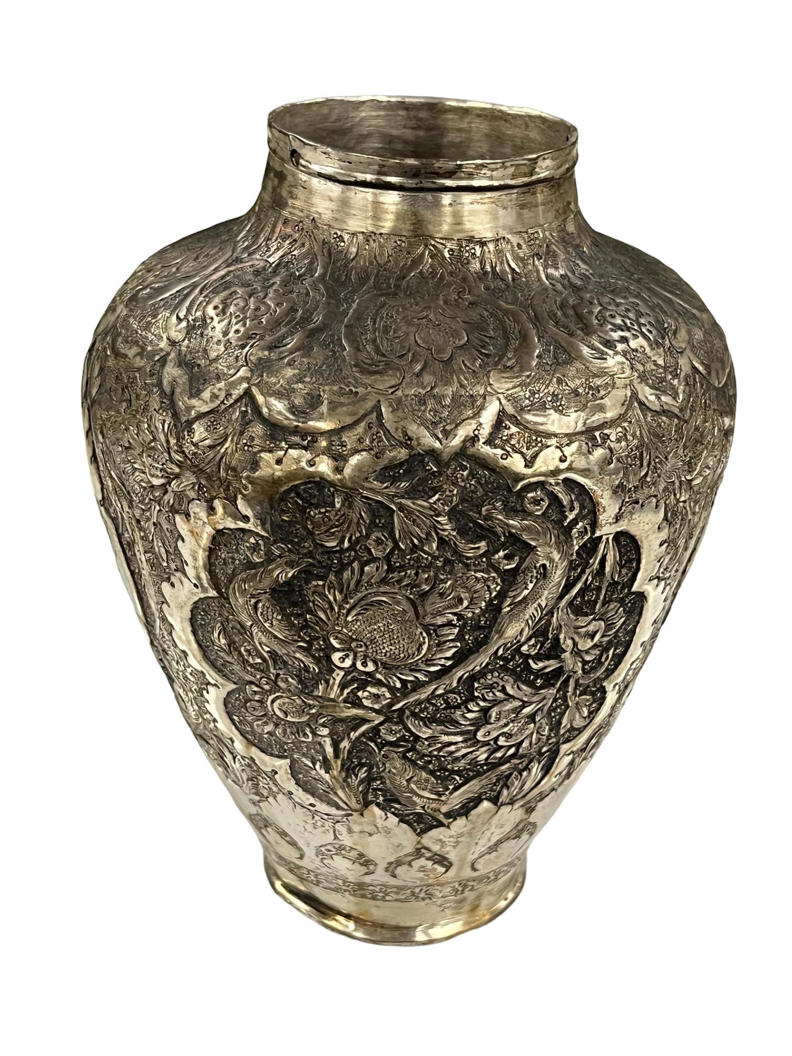 Antique Middle Eastern Persian Repose Solid Silver Vase (1 of 4)