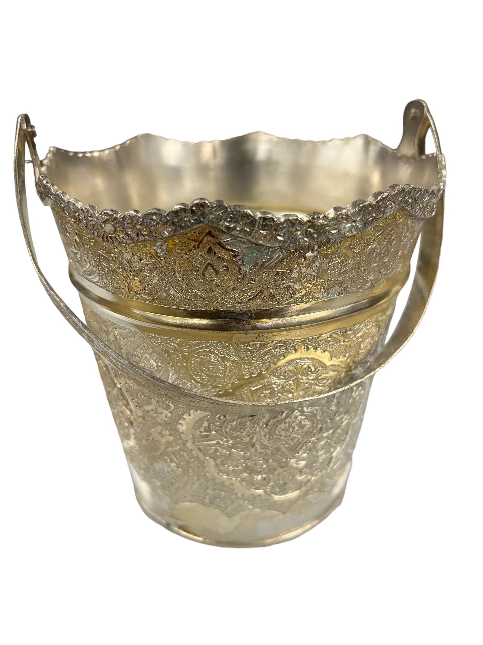 Antique Middle Eastern Persian Repose Solid Silver Ice Bucket (1 of 9)