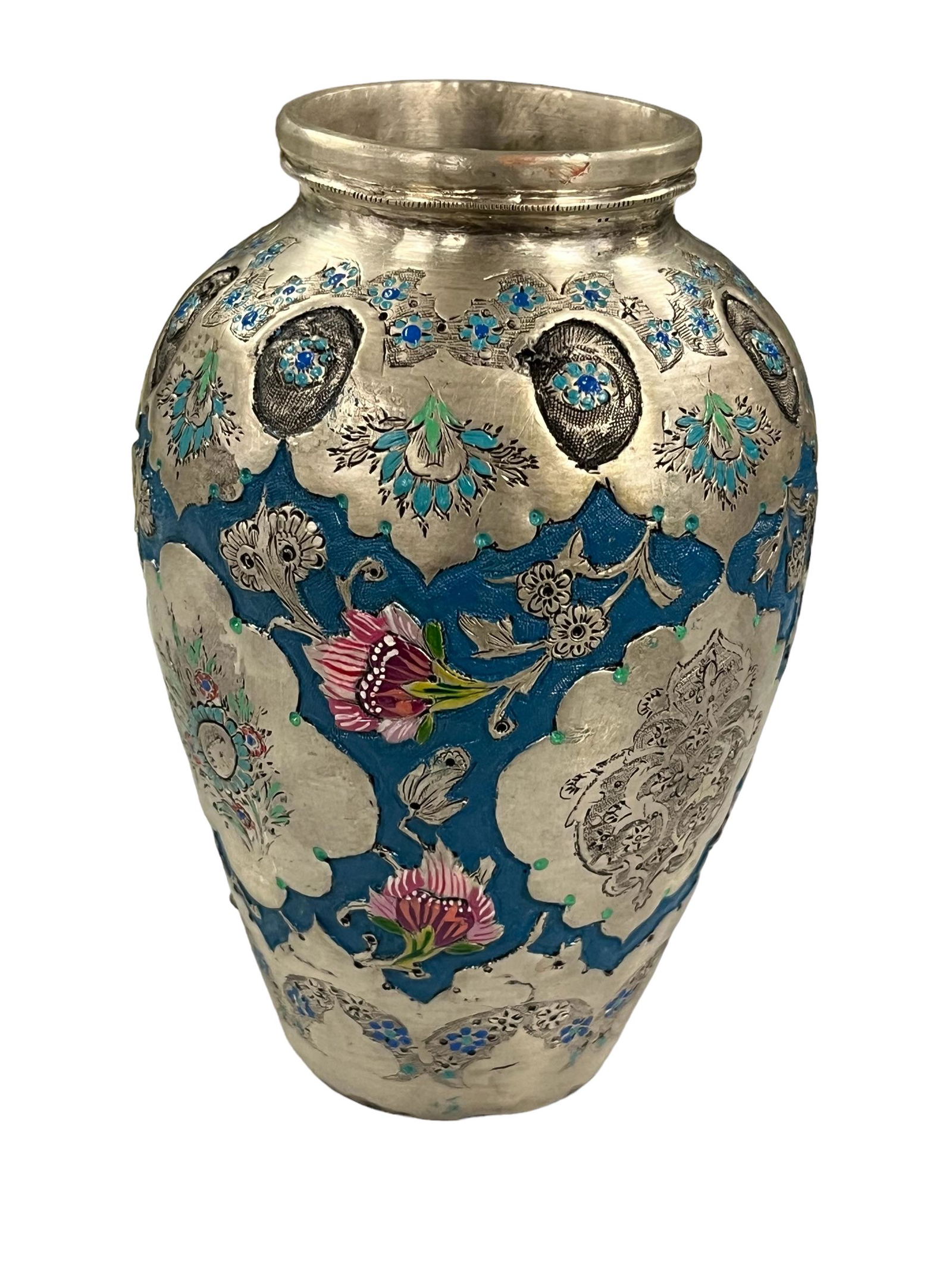 Antique Middle Eastern Persian Solid Silver Repose Vase (1 of 7)