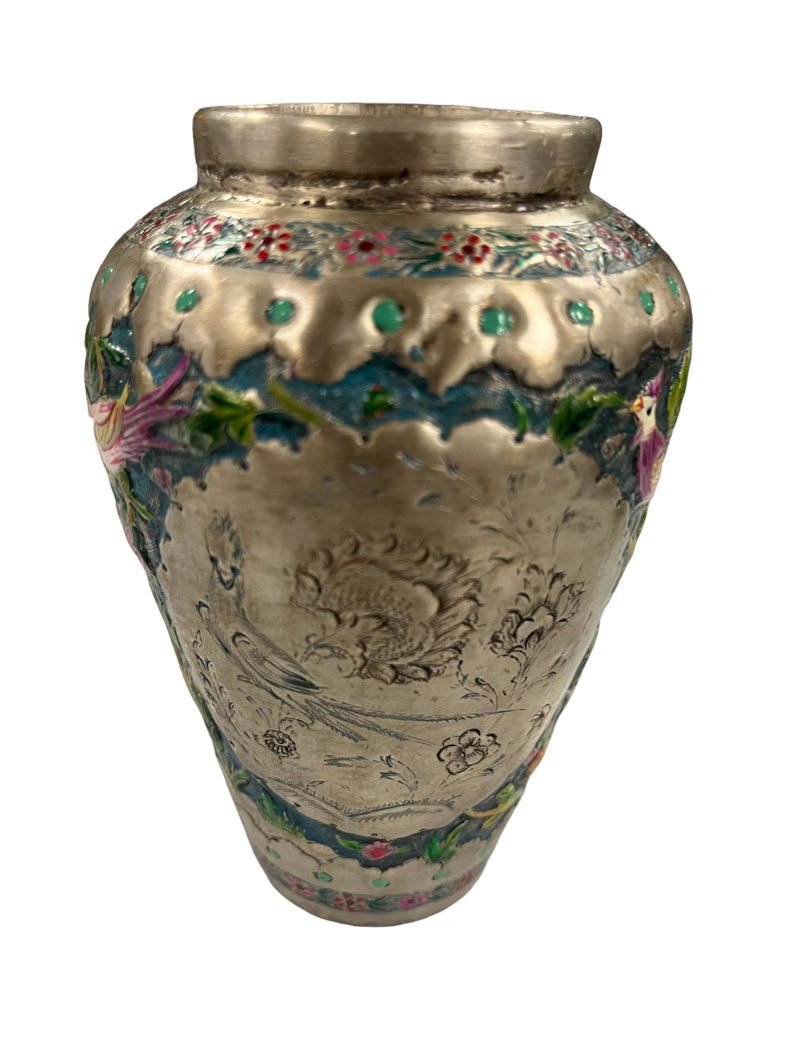 Antique Middle Eastern Persian Solid Silver Repose Vase (1 of 8)