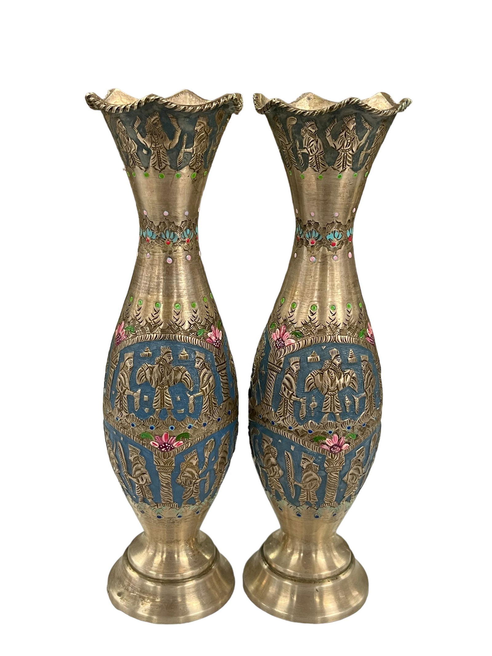 Pair of Antique Persian Solid  Silver Repose Vases (1 of 9)