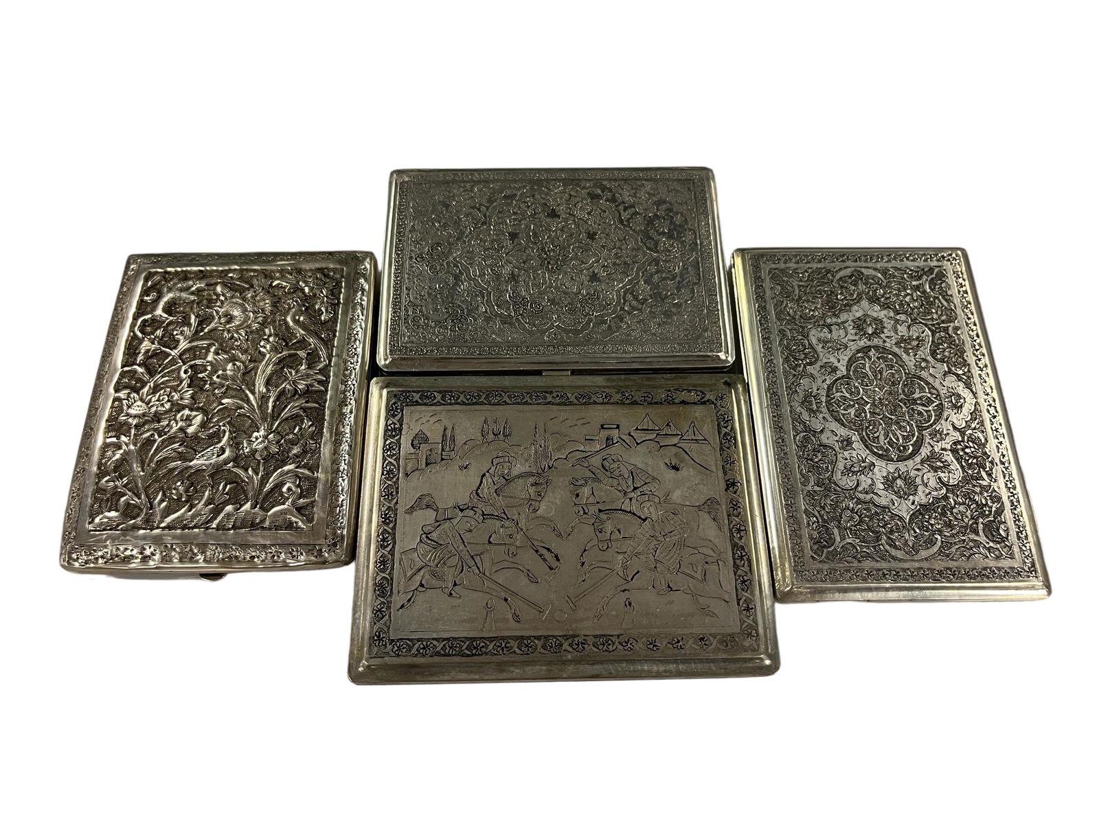 Group of Four Antique Persian Solid  Silver Repose Boxes (1 of 18)