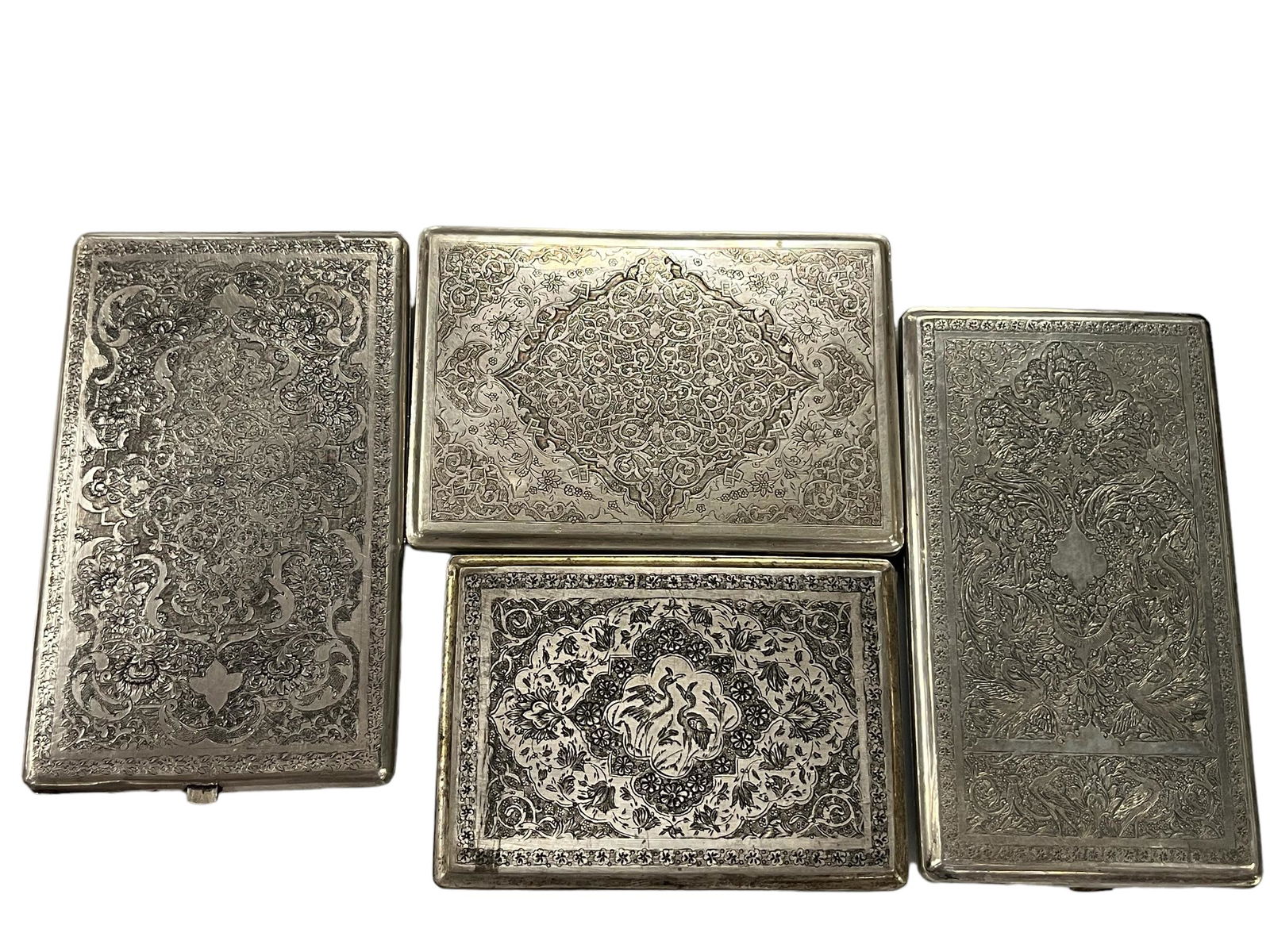 Group of Four Antique Persian Solid  Silver Repose Boxes (1 of 10)