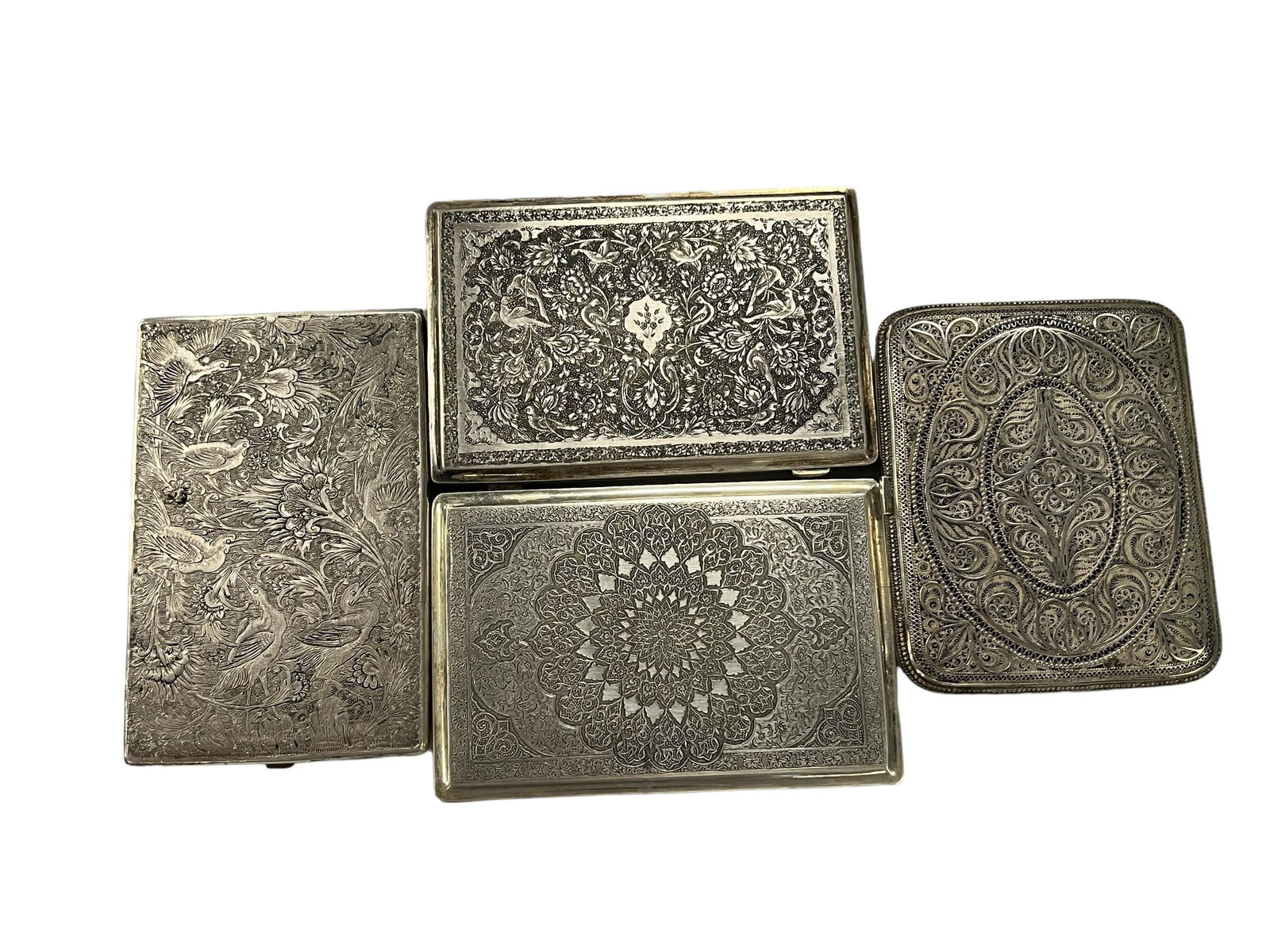 Group of Four Antique Persian Solid  Silver Repose Boxes (1 of 14)