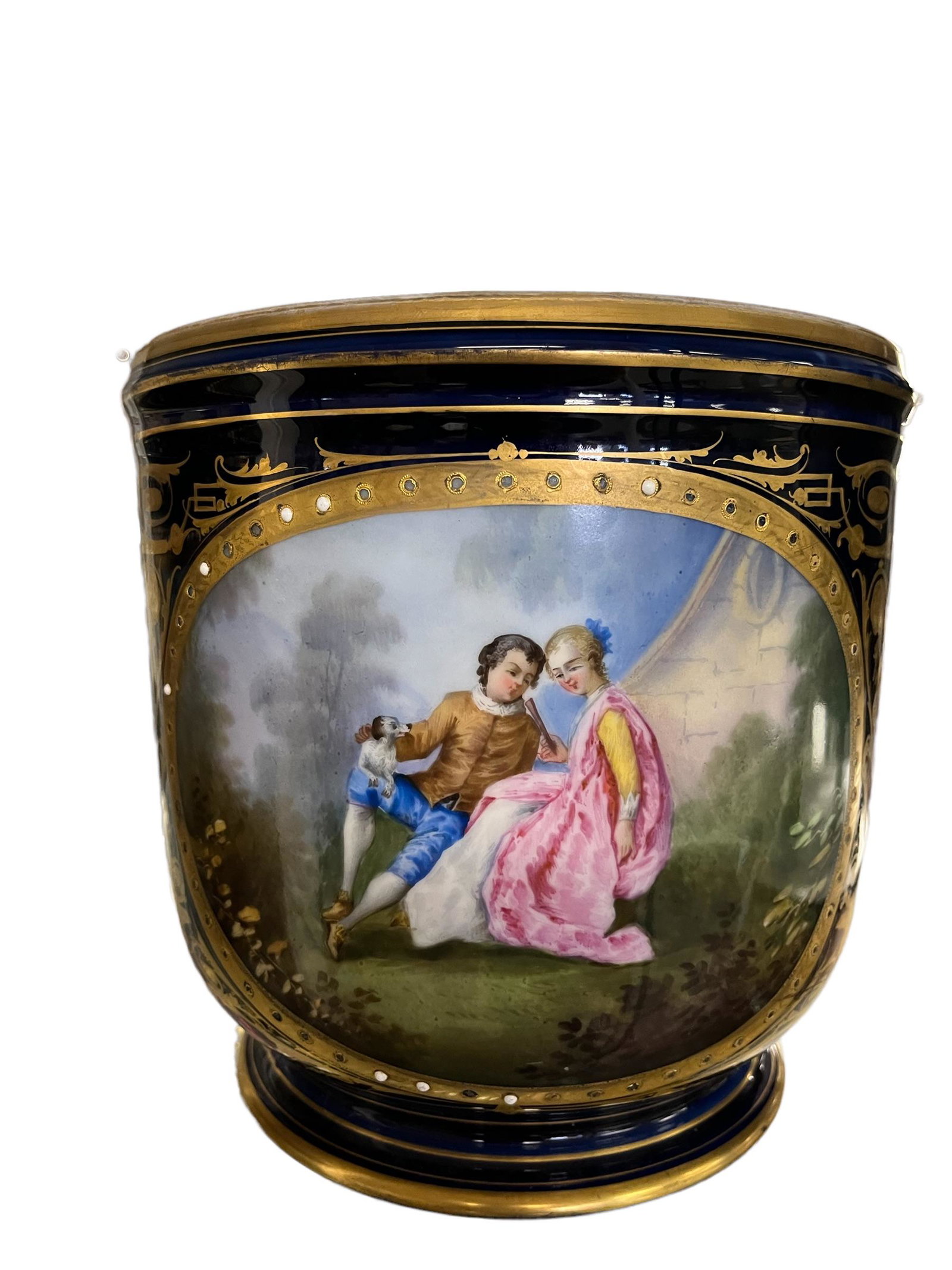 Antique 19th C. Sevres Porcelain Bowl: Antique 19th C. Sevres Porcelain Bowl, Height: 7.5 Inches