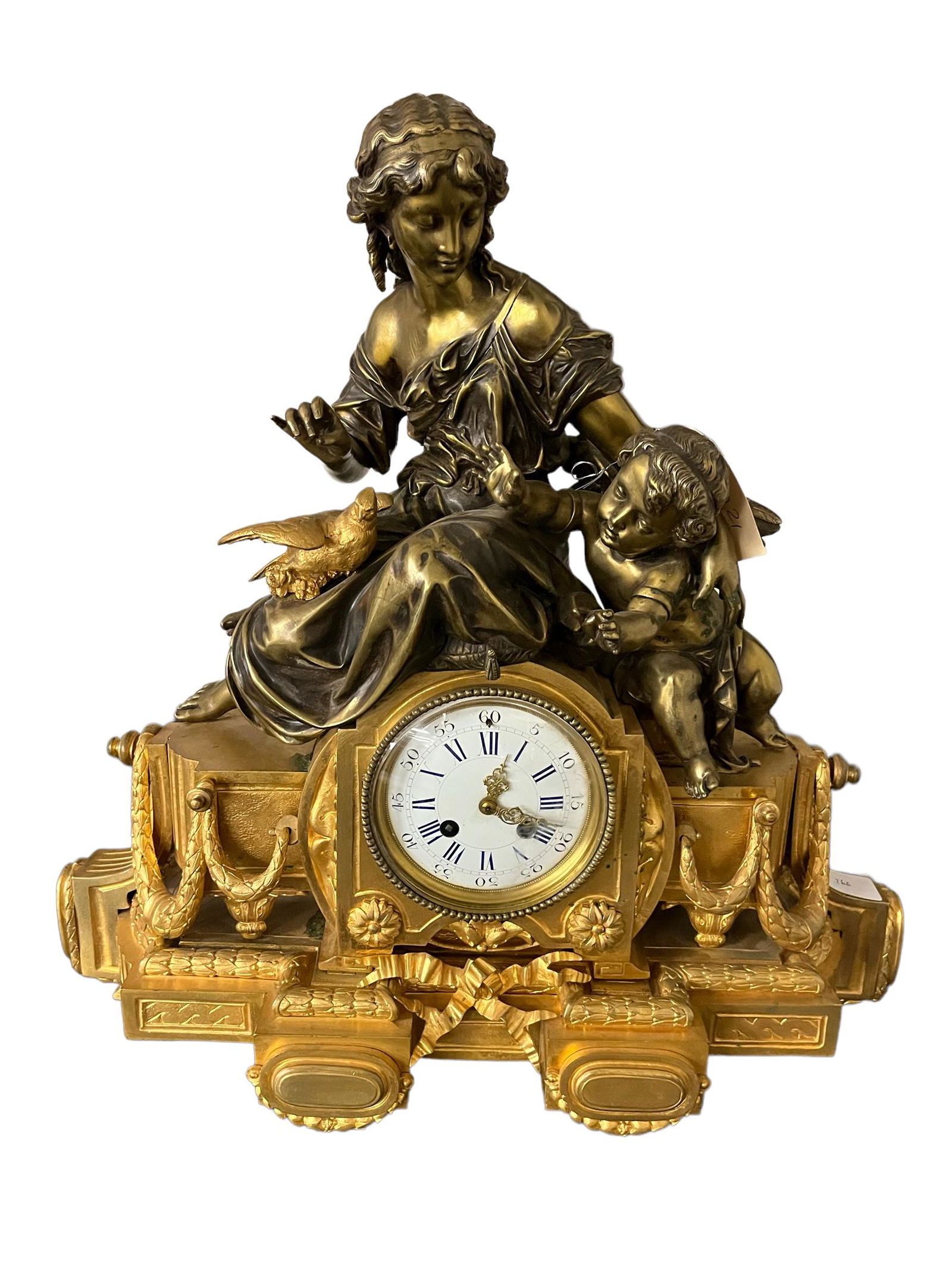 Antique 19th C. French Mercury Gold Gilt Bronze two tone Mantle Clock (1 of 8)