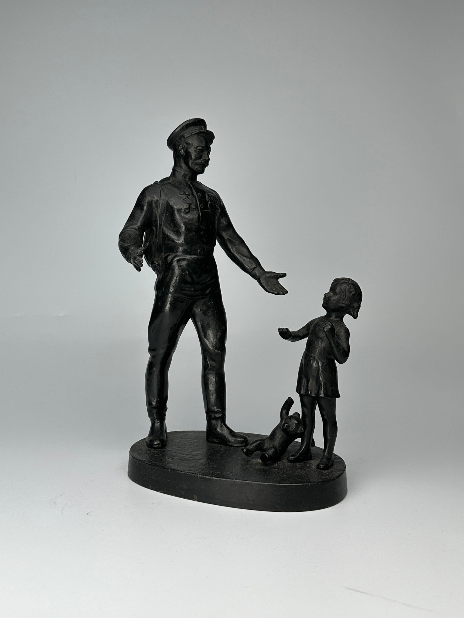 Sculpture "Return from the War" Modernist 20th Century Soviet Russian Sculpture in Blackened (1 of 6)