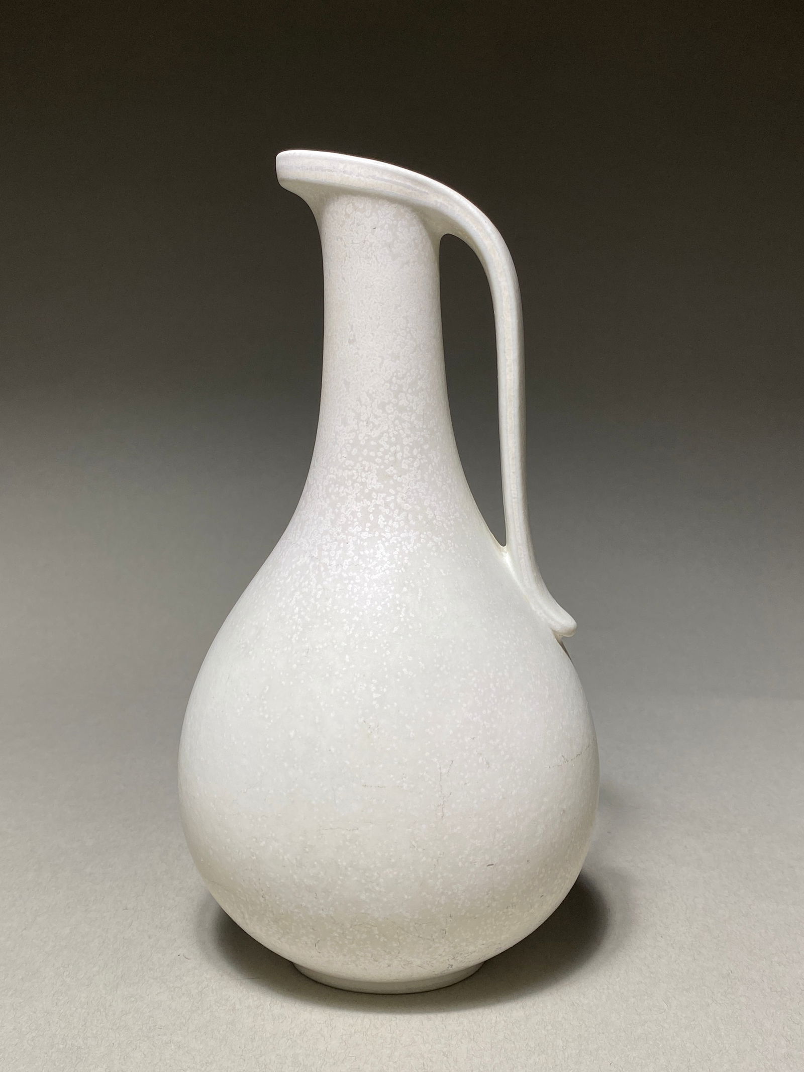 Gunnar Nylund Stoneware Pitcher Vase White Mimosa Glaze Rörstrand Sweden, Mid 20th century (1 of 7)