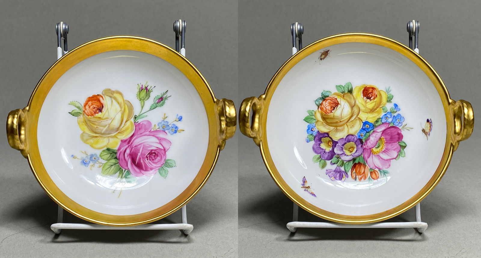 Pair of KPM Berlin Antique Bowl with Hand-Painted Roses, Circa 20th Century (1 of 2)