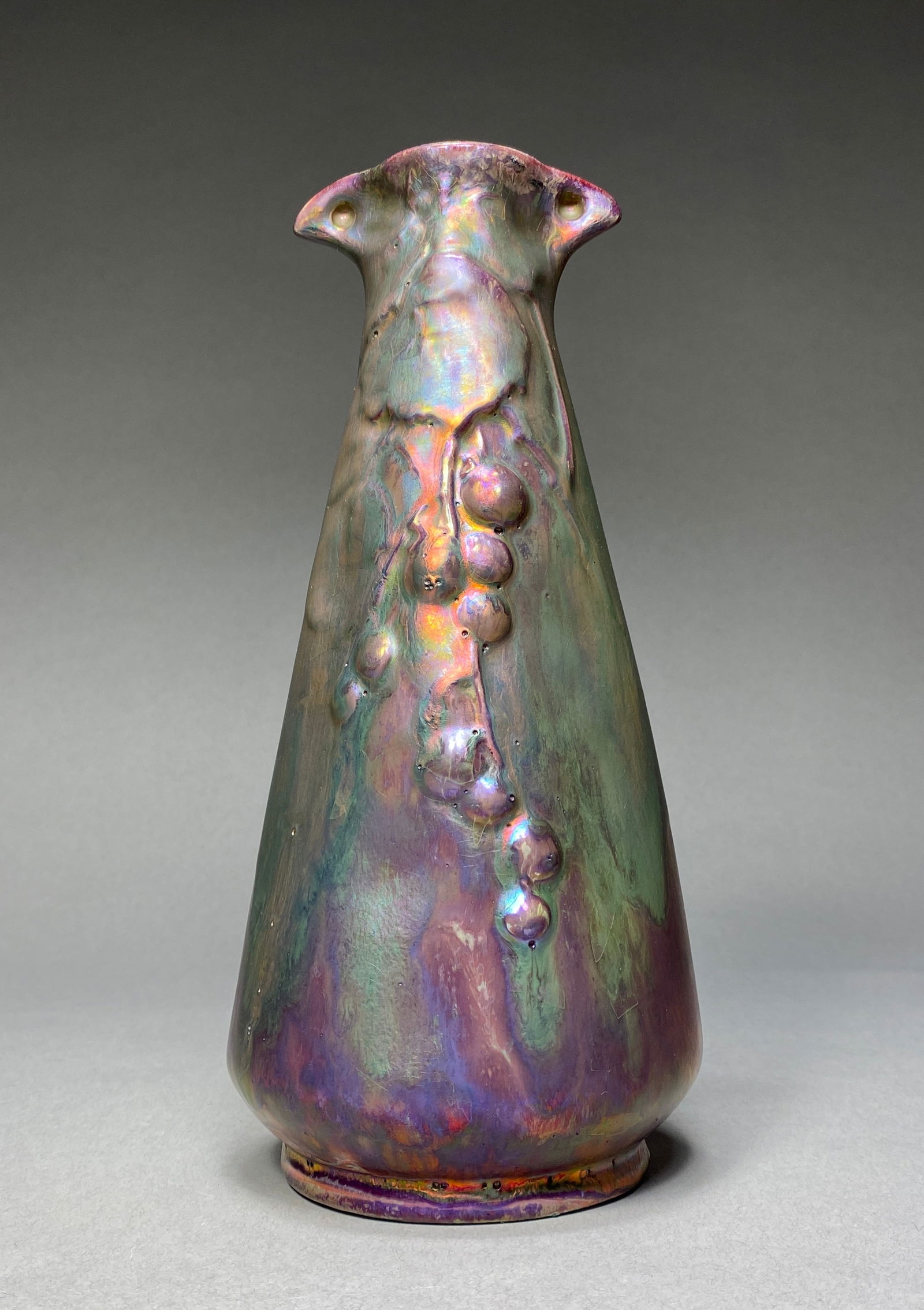 Montieres iridescent Art Nouveau ceramic vase, early 20th Century (1 of 12)