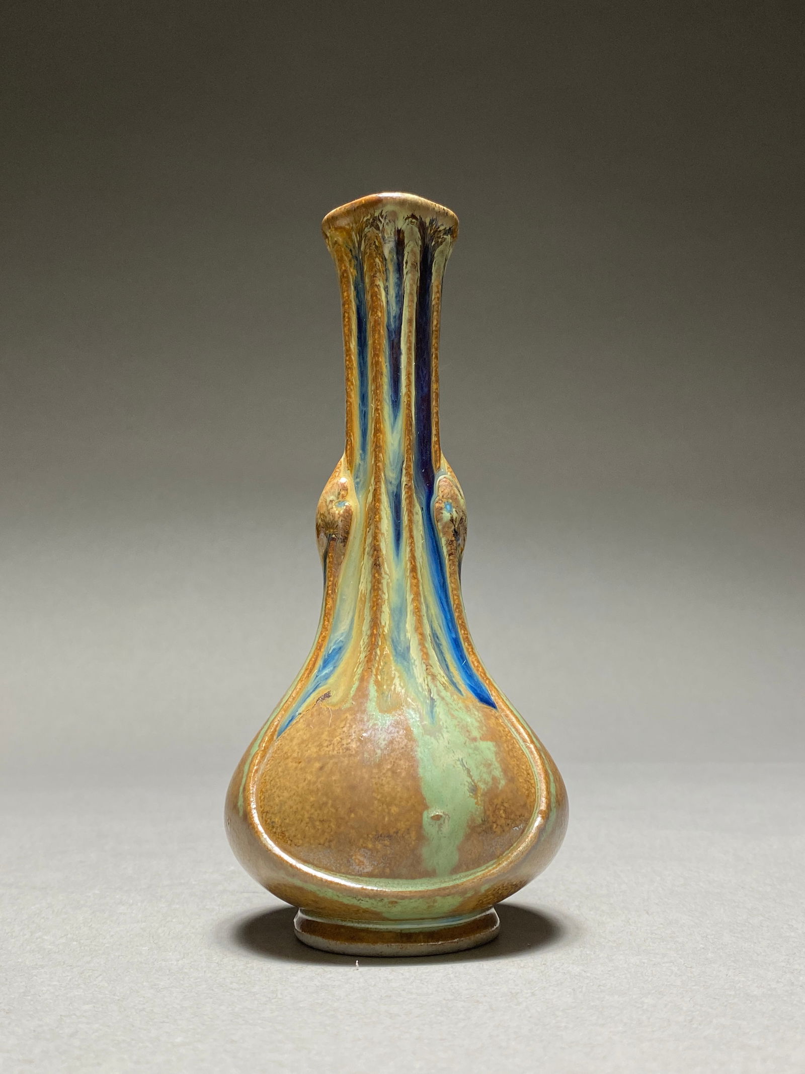 Denbac Art Nouveau Vase with Green and Blue Drip Glaze, Early 20th Century (1 of 7)