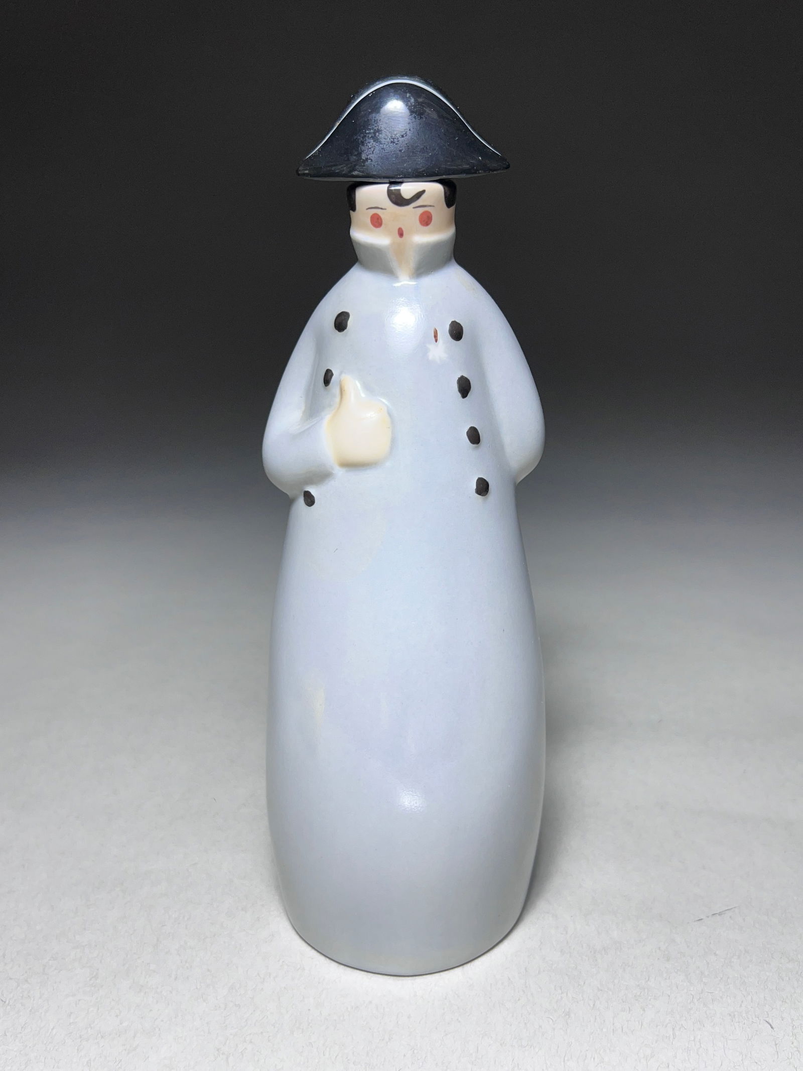 RoBJ Porcelain - Jean Born Decanter Napoleon Bottle Liquor Art Deco Antique Paris ca.1930s: RoBJ Porcelain - Jean Born Decanter Napoleon Bottle Liquor Art Deco Antique Paris ca.1930s The 1930s French Art Deco RoBJ Polychrome Porcelain, exemplified by the designer Jean Born, seamlessly fuses