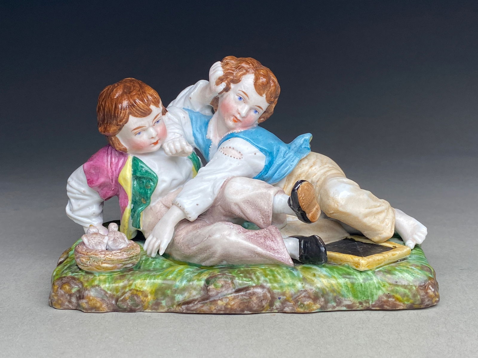Russian Porcelain Figural Group of Two Schoolboys in Play - A. Popov Manufacturer 19th century (1 of 7)