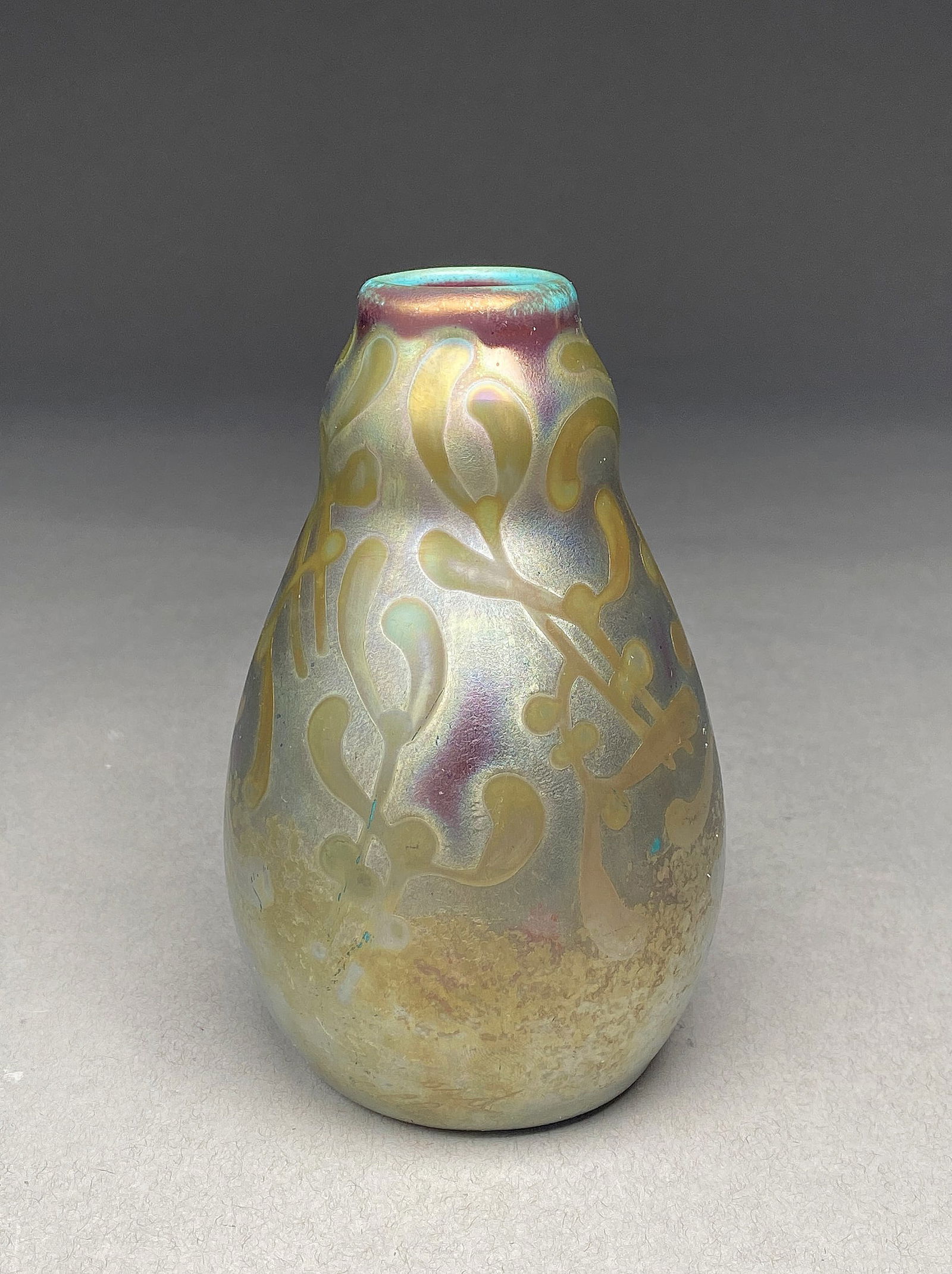Weller-Sicard Iridescent Bulbous Form Small Vase (1 of 8)