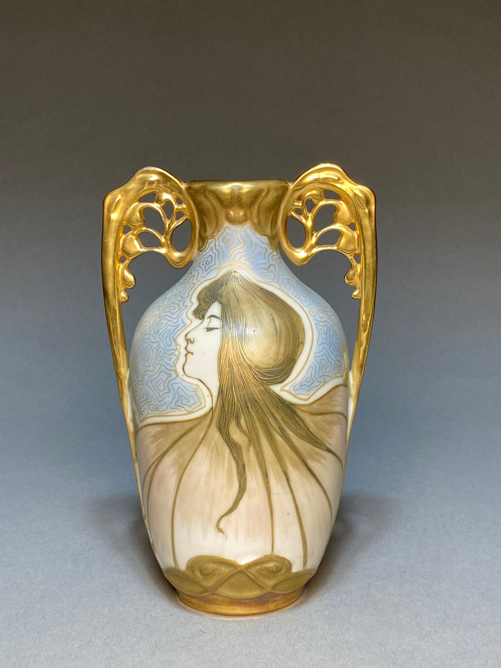 Art Nouveau vase by Amphora RSTK. Maiden Portrait Vase c. 1890 by Nikolaus Kanhauser (1 of 10)