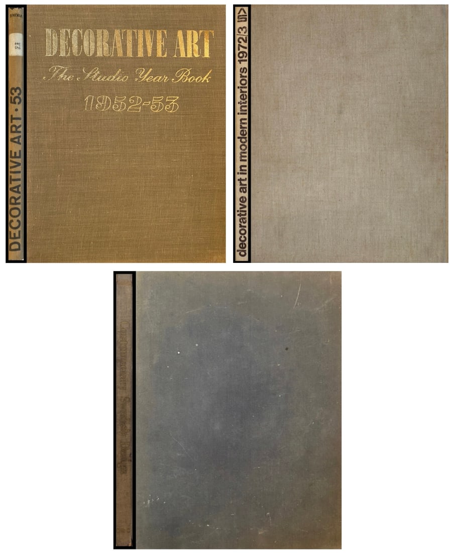 Lot of 3 Books - Decorative and Scandinavian Modern Design: Lot of 3 Books “Decorative Art in Modern Interiors 1972/73” - Viking Press “Decorative Art 1953 - The Studio Year Book” “Contemporary Swedish Design” - P&C (Paul Hamlyn or Prae