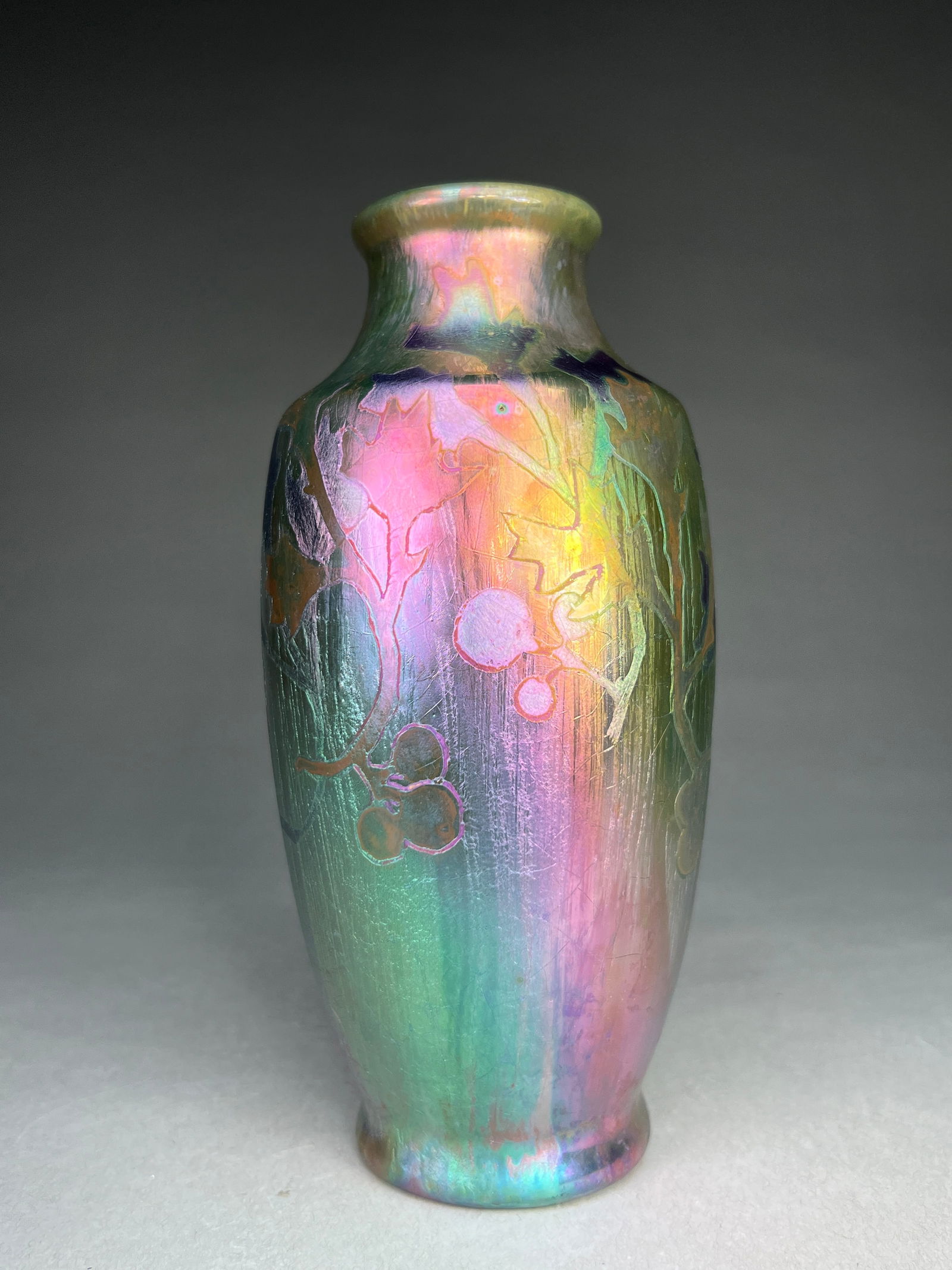 Weller Sicard Iridescent Luster Vase with Botanical Motifs - circa 1902 - 1907 (1 of 20)