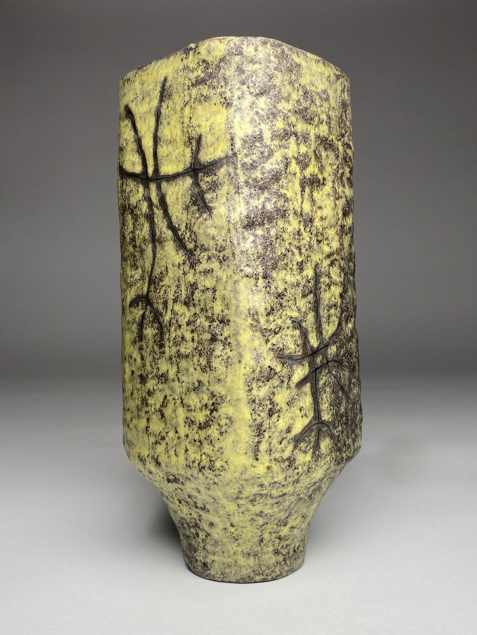 Marcello Fantoni Carved Abstract Glazed Ceramic Vase, Florence, Mid-Century Modern (1 of 10)
