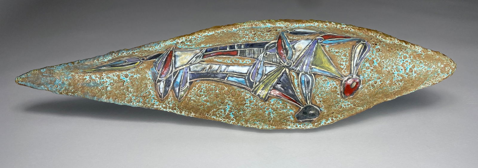 Marcello Fantoni Glazed Ceramic Vessel with Abstract Figures, Florence, Mid-Century Modern (1 of 5)