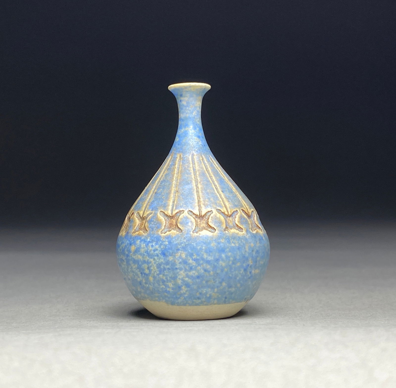 Enchanting Petite Vase by Ulla Winblad, Sweden, circa 1960s: Enchanting Petite Vase by Ulla Winblad, Sweden, circa 1960s This enchanting miniature jewel-like vase showcases a proportioned teardrop silhouette that expands from a refined foot through a generously