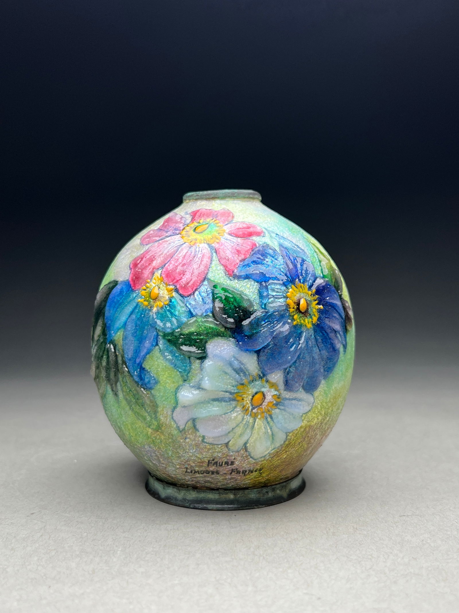 Camille Faure Art Deco Enameled Floral Vase - c.1925 (1 of 12)