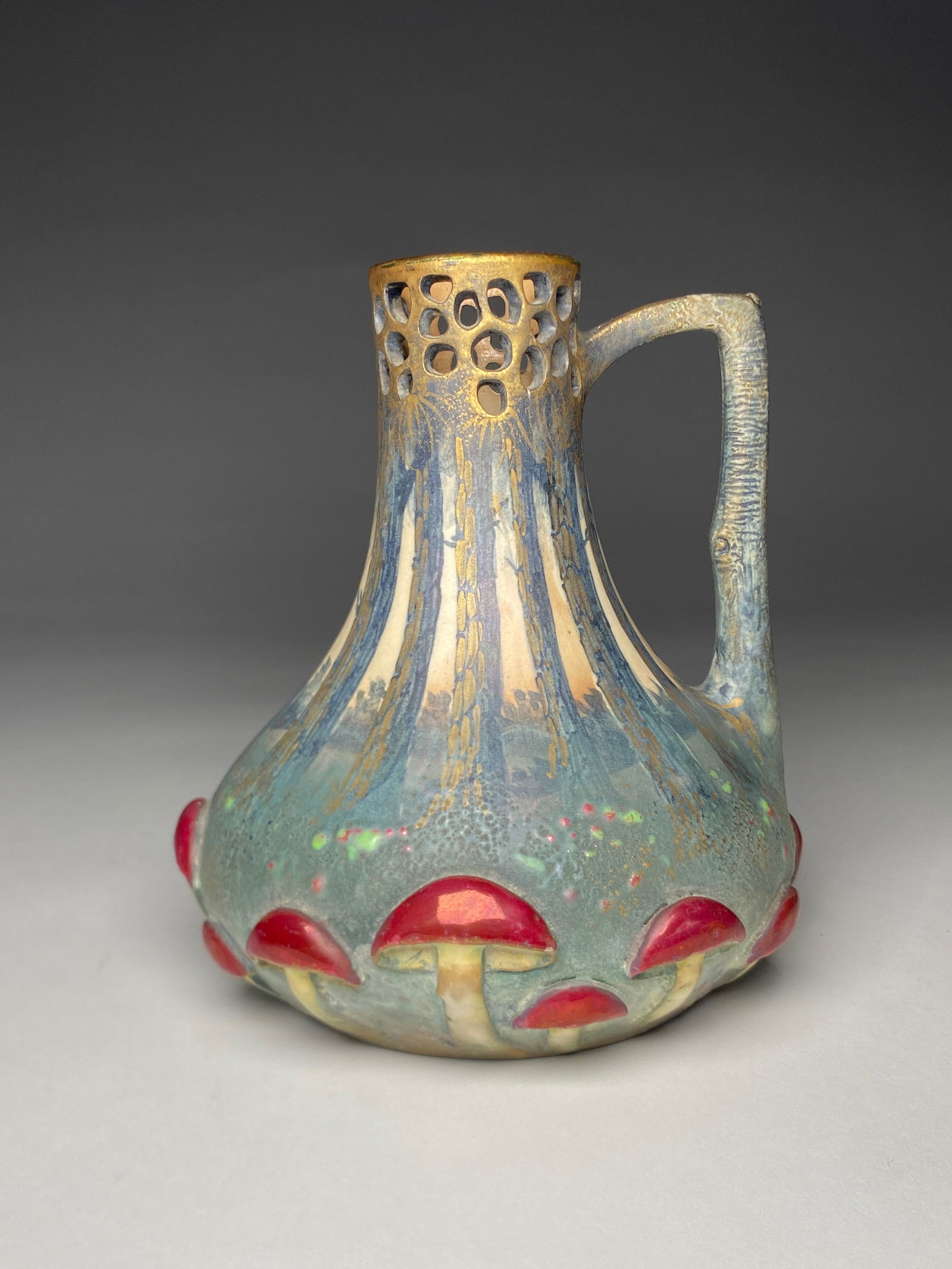 Paul Dachsel Ceramic Ewer with Raised Mushrooms and Birch Trees, Circa 1907 (1 of 5)