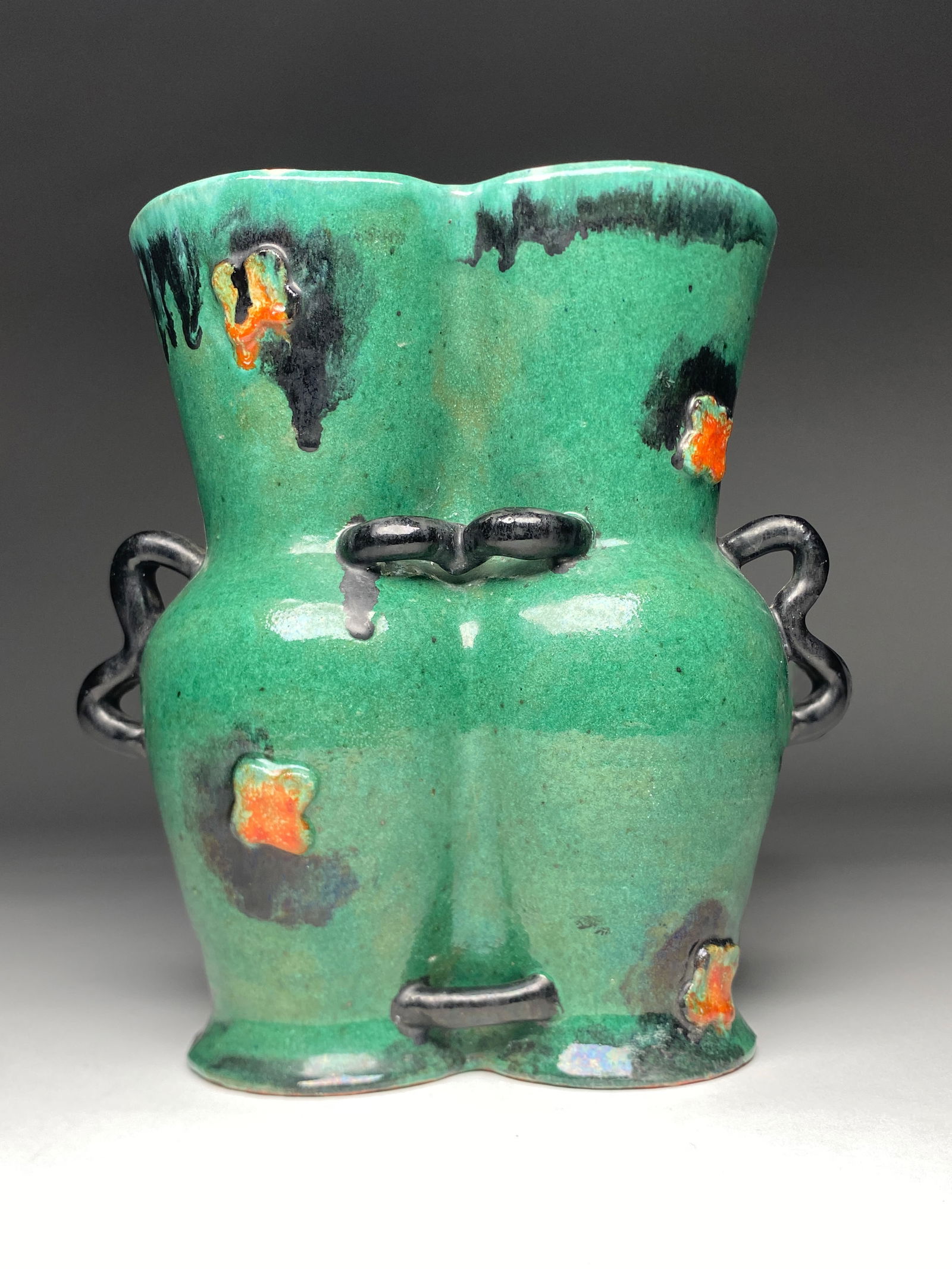 Kitty Rix - Wiener Werkstatte Glazed Ceramic Double Vase - 1920s (1 of 5)