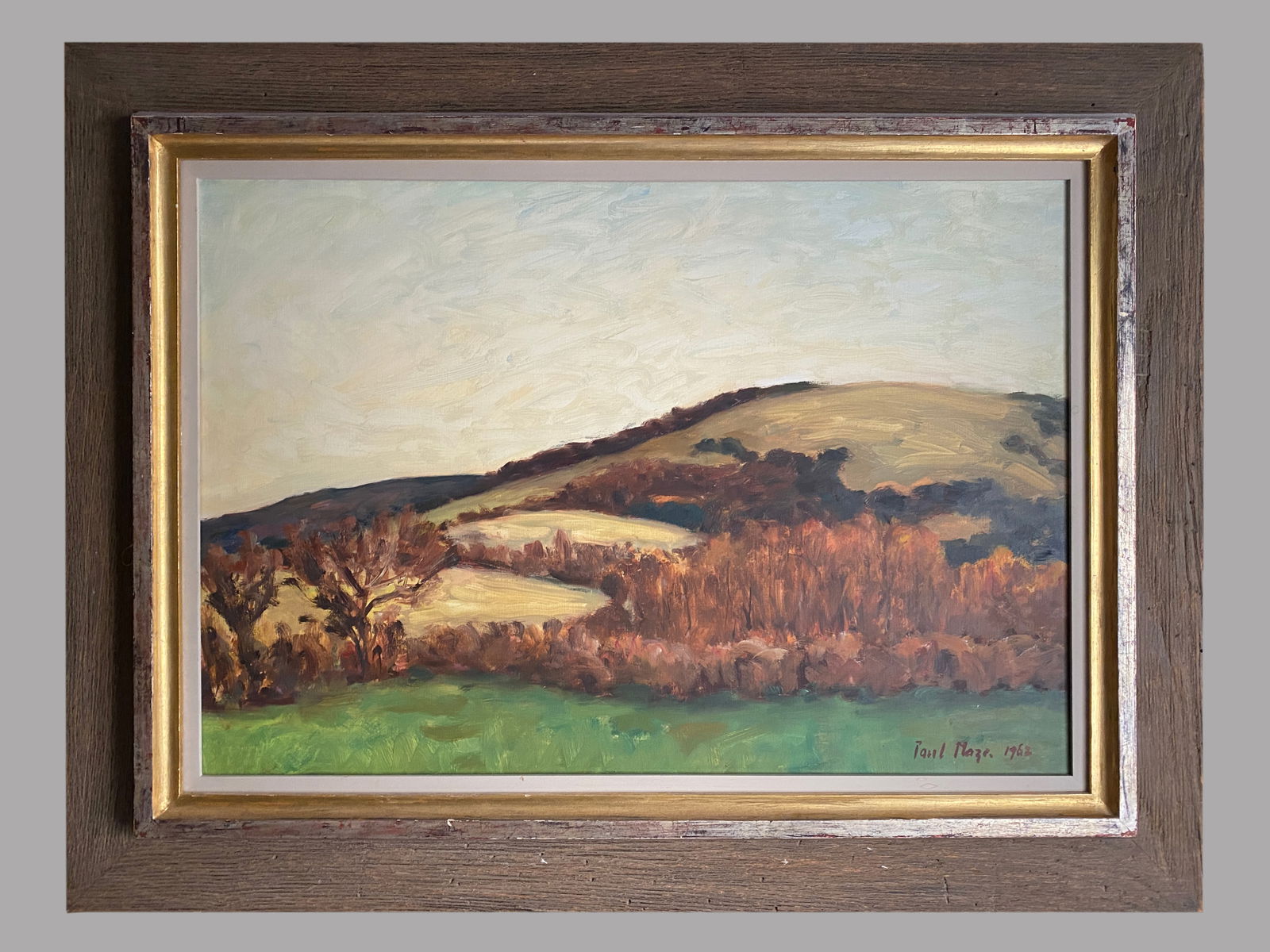 Paul Lucien Maze British Artist (1887 - 1979) "Autumn Hills" 1962 - oil on canvas, Framed: Paul Lucien Maze British Artist (1887 - 1979) "Autumn Hills" 1962 - oil on canvas, framed "Autumn Hills" Oil on canvas 1962 Signed in lower right corner "Paul Maze 1962" 19.75 inches x 28.75 inches -