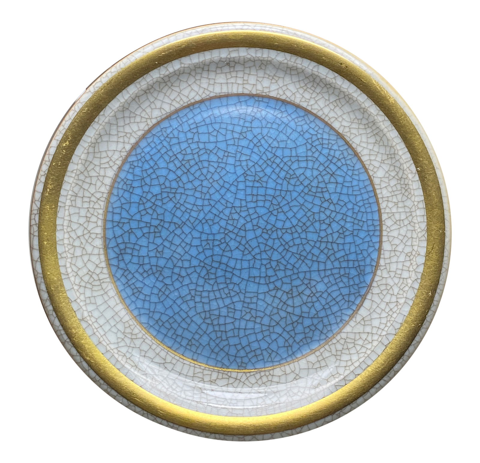 Royal Copenhagen Decorative Plate with Gilded Rim, Danish, 20th Century: Royal Copenhagen Decorative Plate with Gilded Rim, Danish, 20th Century A refined example of Royal Copenhagen's masterful porcelain work, the plate showcases an elegant composition with a powder blue