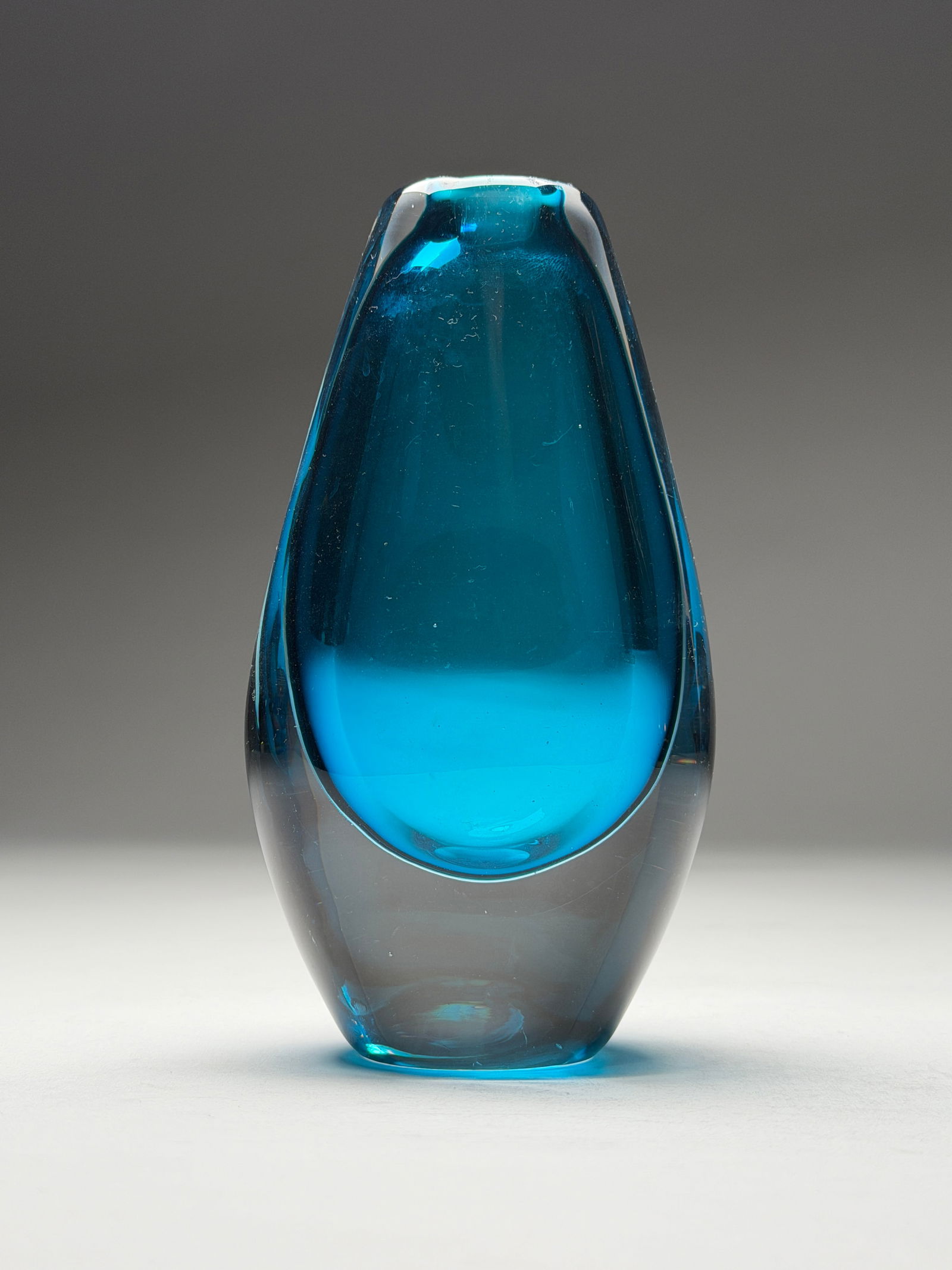 Sven Palmqvist Teal Blue Crystal Glass Vase for Orrefors - Mid 20th Century (1 of 6)