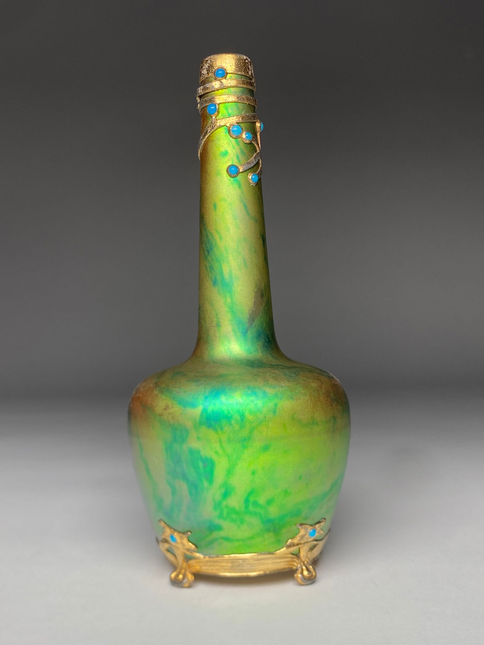Vilmos Zsolnay Eosin Ceramic and Gilded Metal Mounted Vase - Circa 1903 (1 of 7)