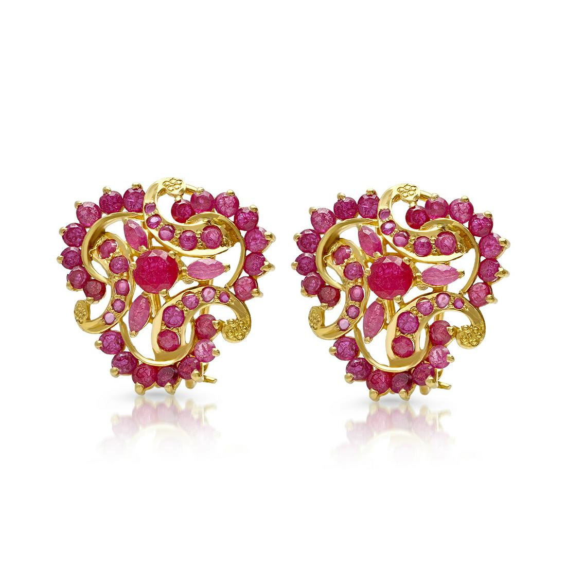 22K GOLD 3.55CT RUBY EARRINGS (1 of 2)