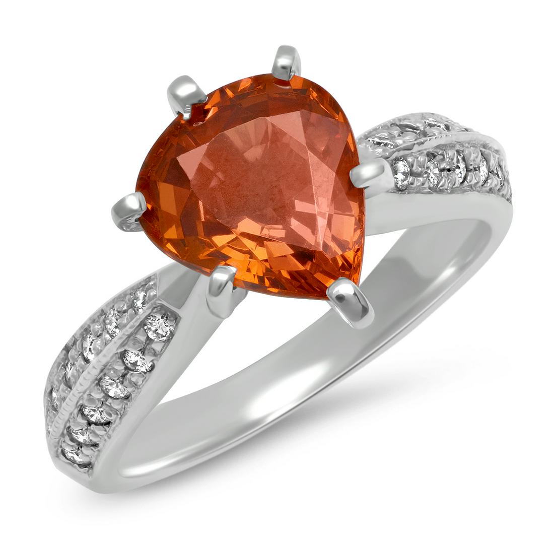 14K WHITE GOLD 3.00CT SAPPHIRE 0.30CT DIAMOND RING (1 of 2)