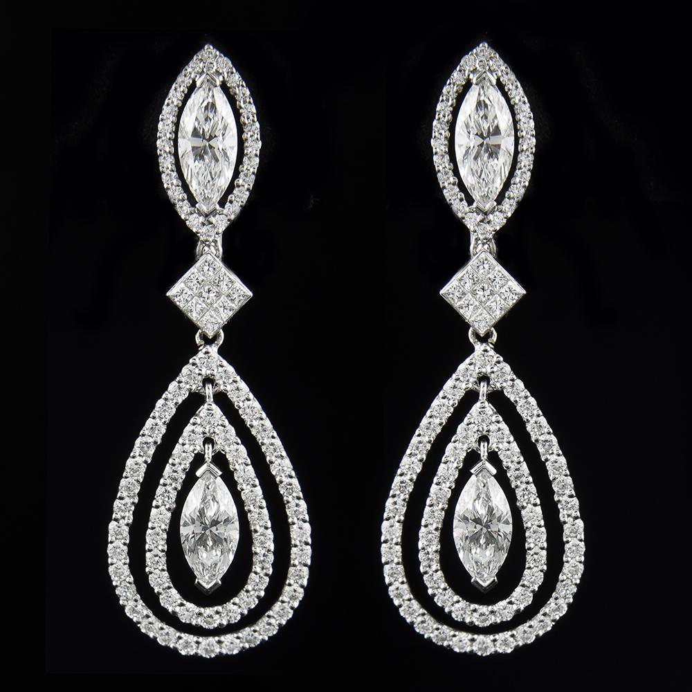18K WHITE GOLD 4.90CT DIAMOND EARRINGS (1 of 4)