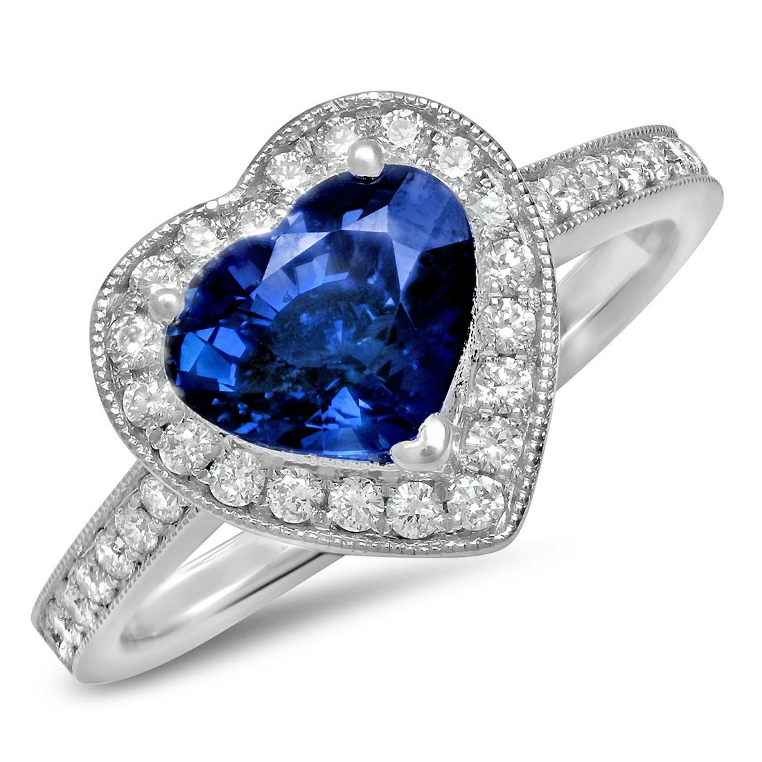 18K WHITE GOLD 1.95CT SAPPHIRE 0.53CT DIAMOND RING (1 of 2)