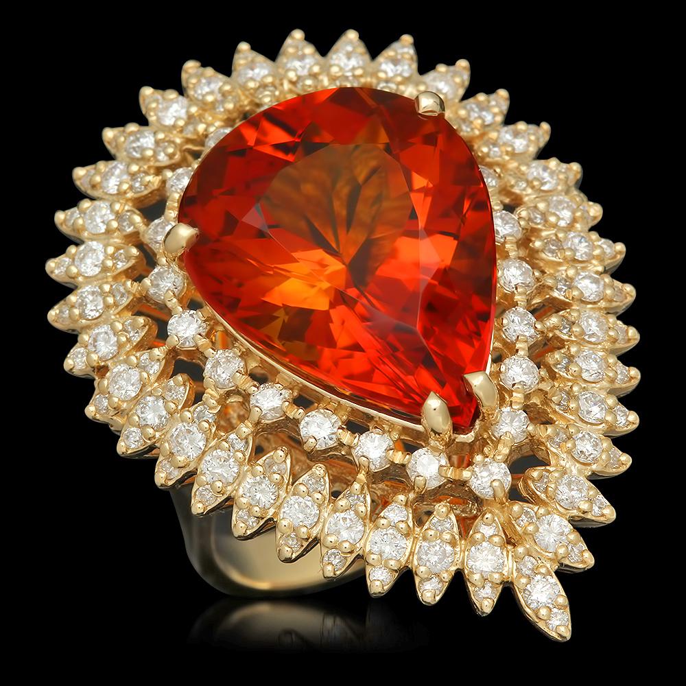 14K YELLOW GOLD 7.00CT CITRINE 3.00CT DIAMOND RING (1 of 5)