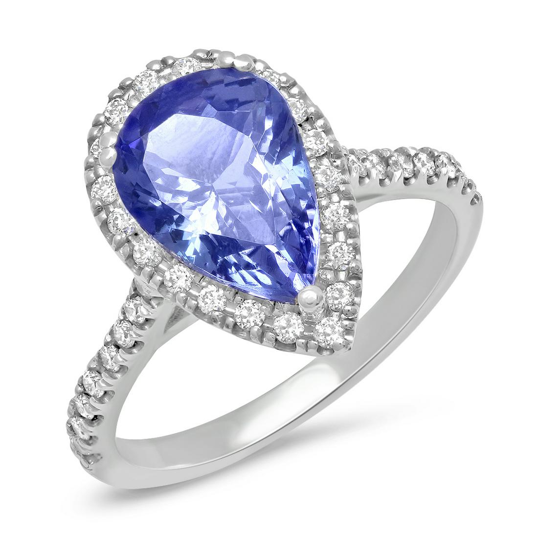 14K WHITE GOLD 2.80CT TANZANITE 0.80CT DIAMOND RING (1 of 2)