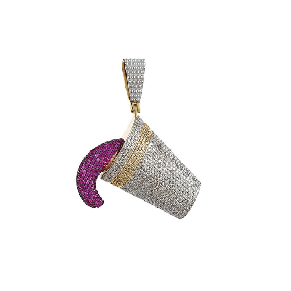 10K YELLOW GOLD  2.10CT MULTICOLOR DIAMOND & RUBY PENDANT (1 of 1)