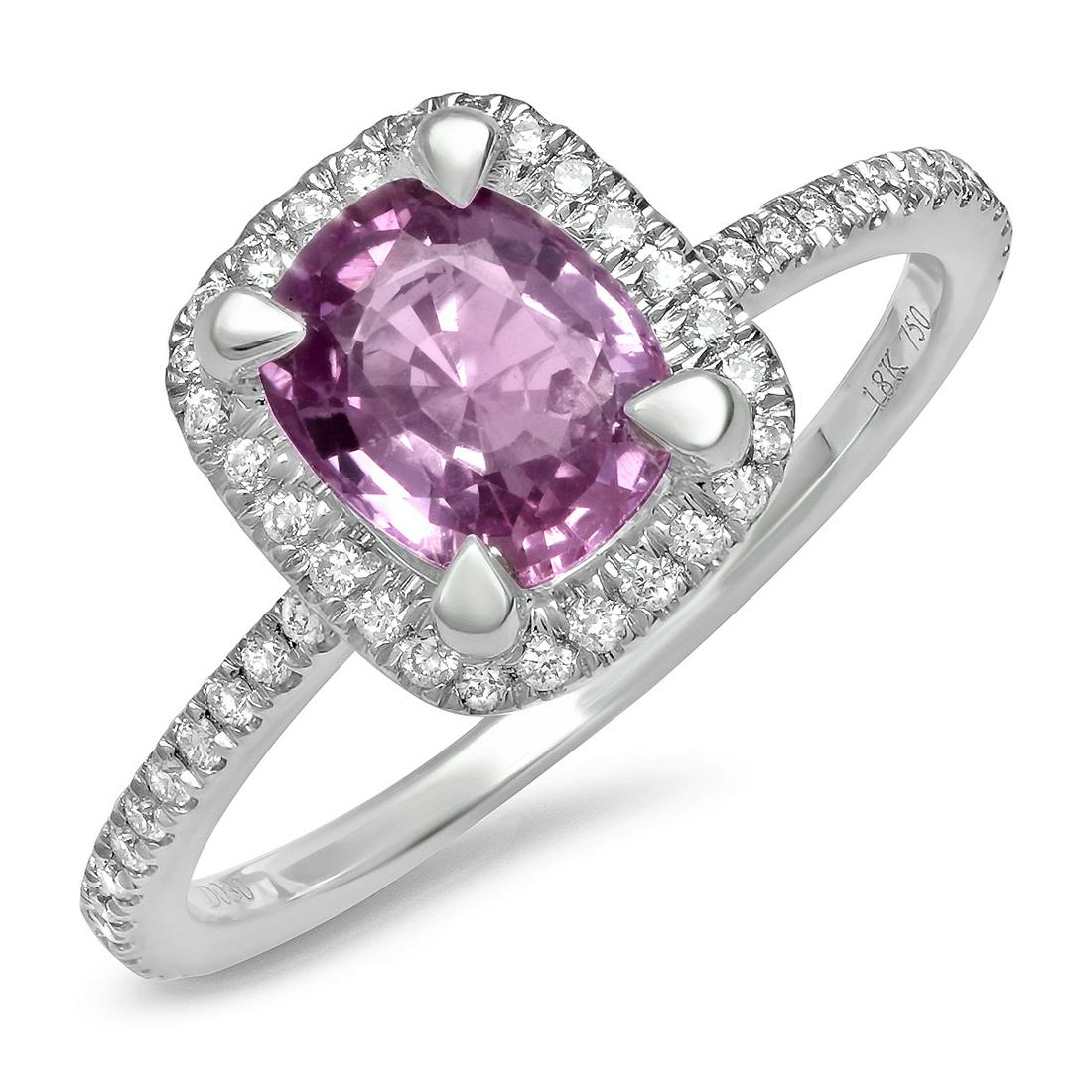 18K WHITE GOLD 1.75CT PINK SAPPHIRE 0.95CT DIAMOND RING (1 of 2)