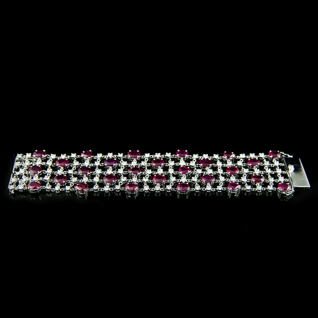 18K WHITE GOLD 39.84CT RUBY 10.31CT DIAMOND BRACELET (1 of 5)