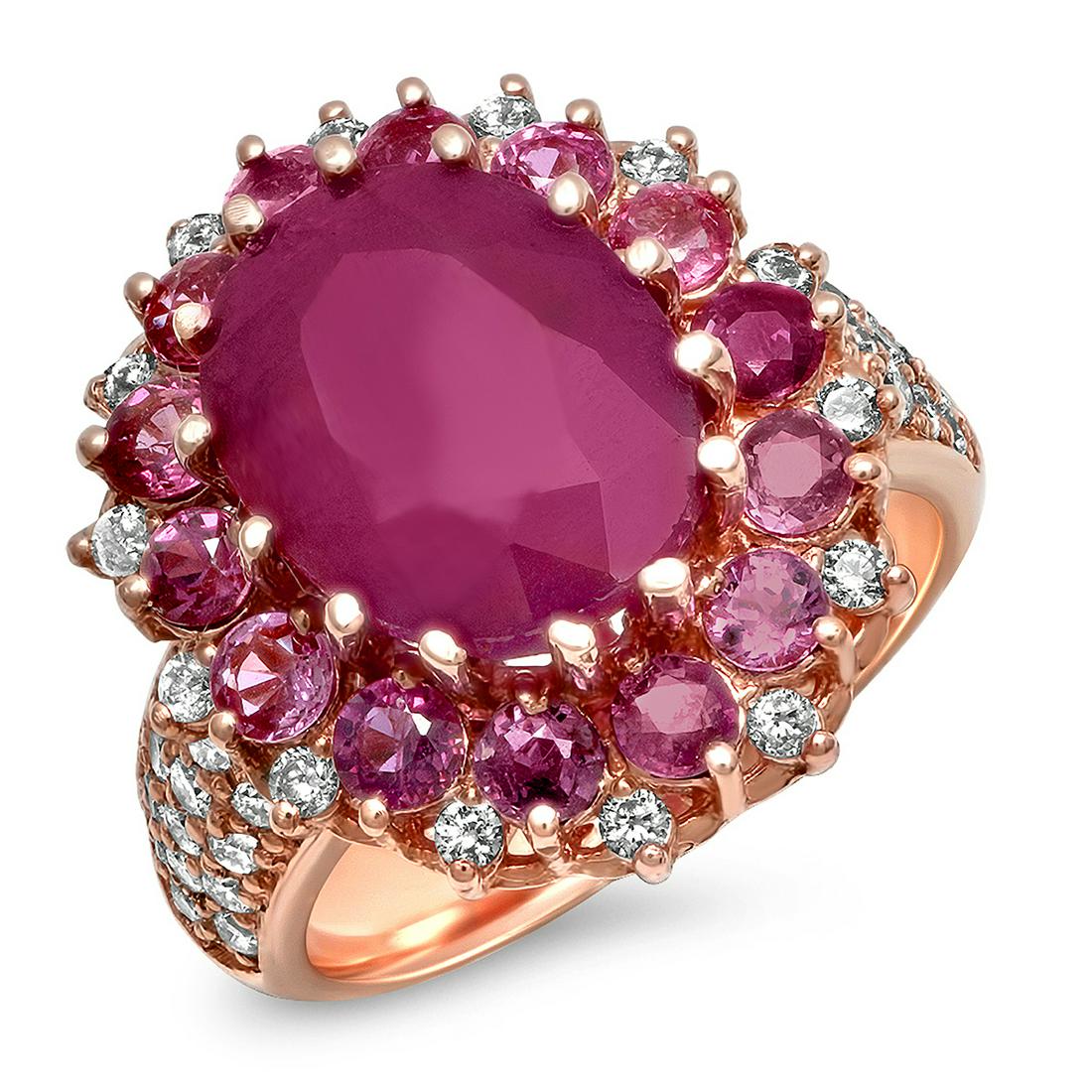14K YELLOW GOLD 3.55CT RUBY 0.55CT DIAMOND RING (1 of 3)
