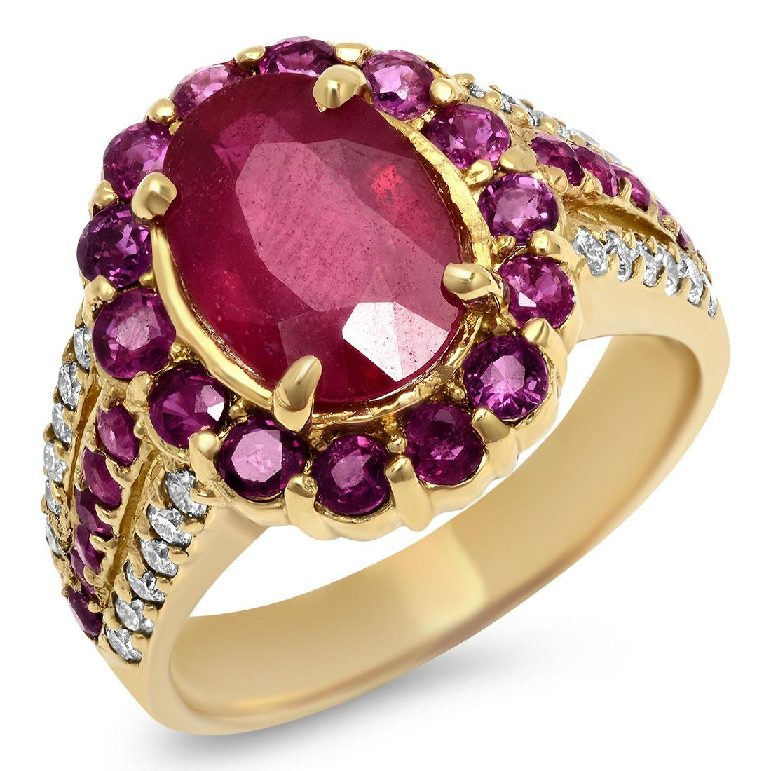 14K YELLOW GOLD 1.55CT RUBY 0.55CT DIAMOND RING (1 of 2)