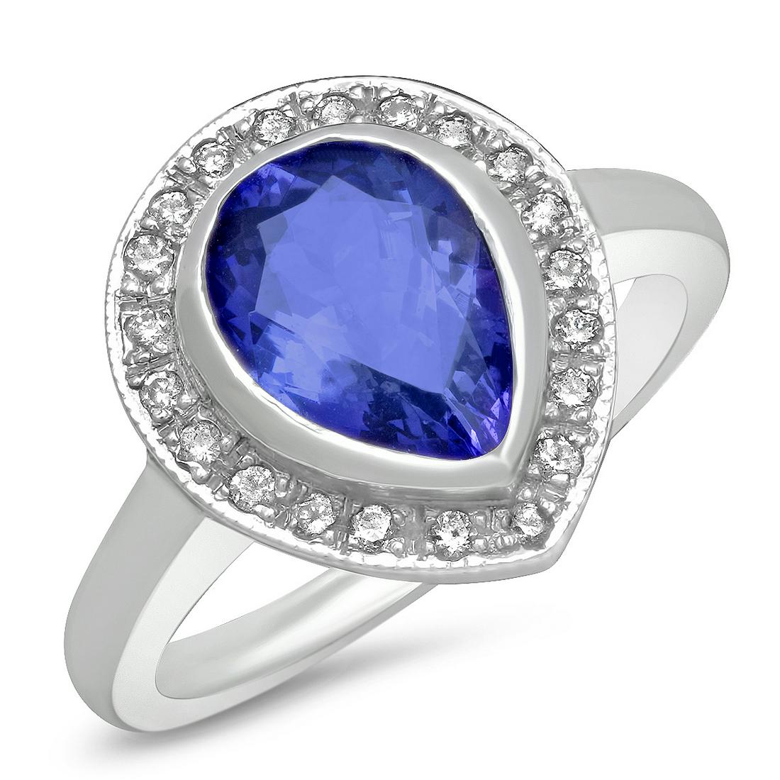 14K WHITE GOLD 2.55CT TANZANITE 0.25CT DIAMOND RING (1 of 2)