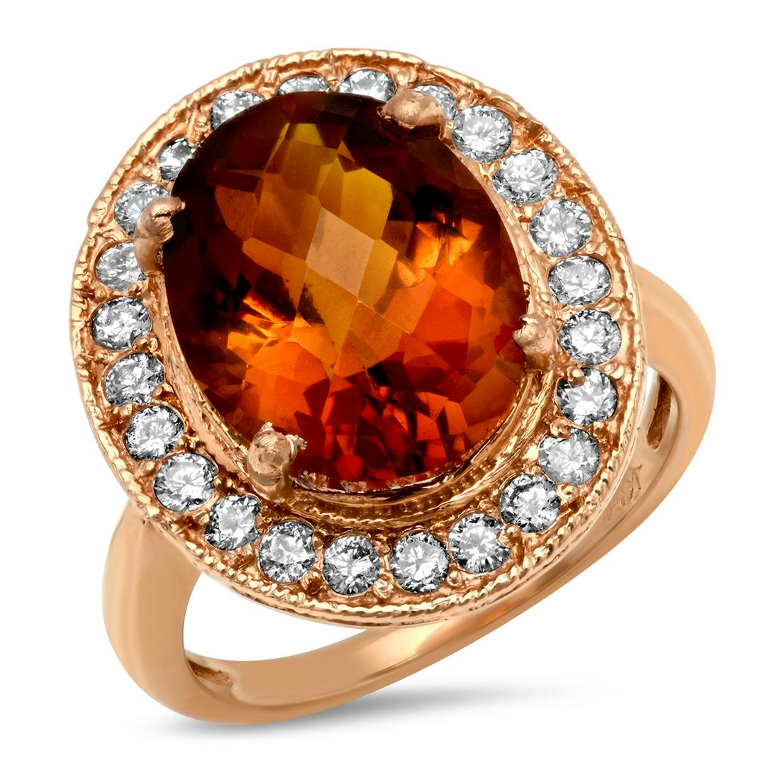 14K YELLOW GOLD 5.00CT MADERA CITRINE 0.75CT DIAMOND RING (1 of 2)