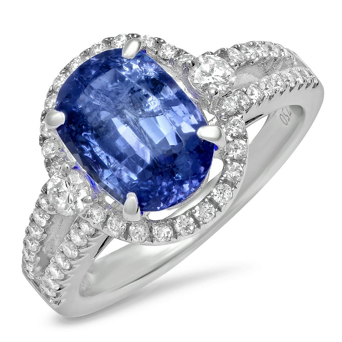 18K WHITE GOLD 2.55CT TANZANITE 1.16CT DIAMOND RING (1 of 2)