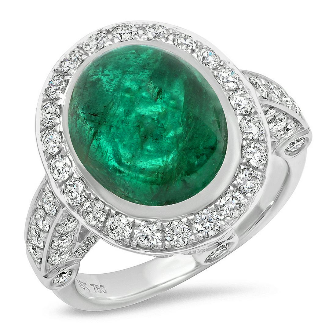 18K WHITE GOLD 5.00CT EMERALD 1.50CT DIAMOND RING (1 of 3)