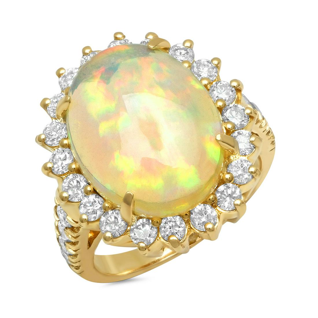 14K YELLOW GOLD 4.25CT OPAL 0.95CT DIAMOND RING (1 of 2)