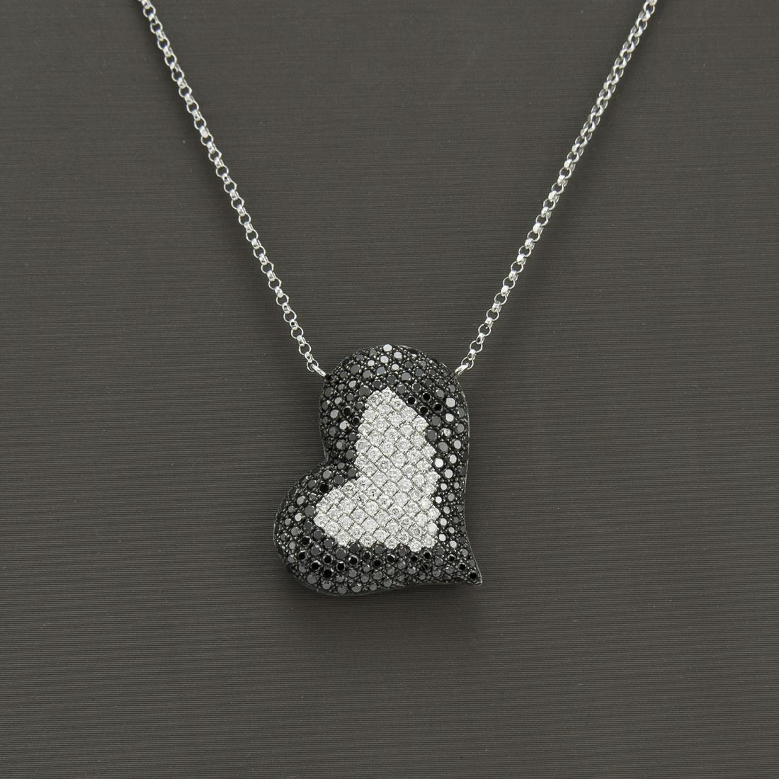 18K WHITE GOLD 1.30CT DIAMOND PENDANT: Retail Price: $15,000.00 / Metal: 18K Solid White Gold/ Manufactured: USA/ Main Stone: Diamond / Carat Weight: 1.30CT/ Color: Black & White/ Treatment: None/ Color: Black & White/ Shape: Round/ Clarit